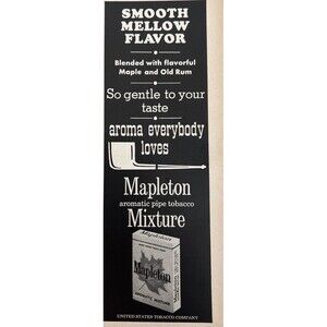 1965 Print Ad Mapleton Aromatic Pipe Tobacco Mixture Smooth Mellow Flavor
